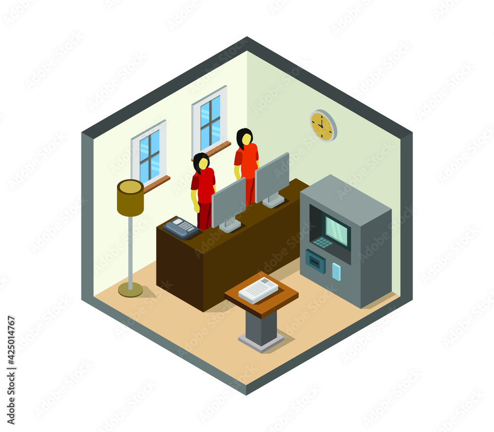 Isometric bank room Isometric bank room