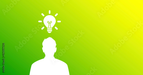 icona, lampadina, sagoma persona, idee, idea, creatività