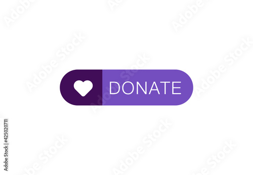 Donate button With white heart symbol