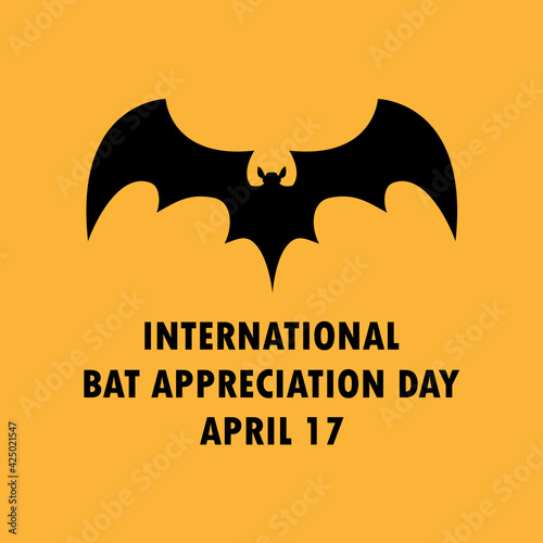 International Bat Appreciation Day vector. Bat black silhouette icon vector isolated on a orange background. Bat Appreciation Day Poster, April 17. Important day