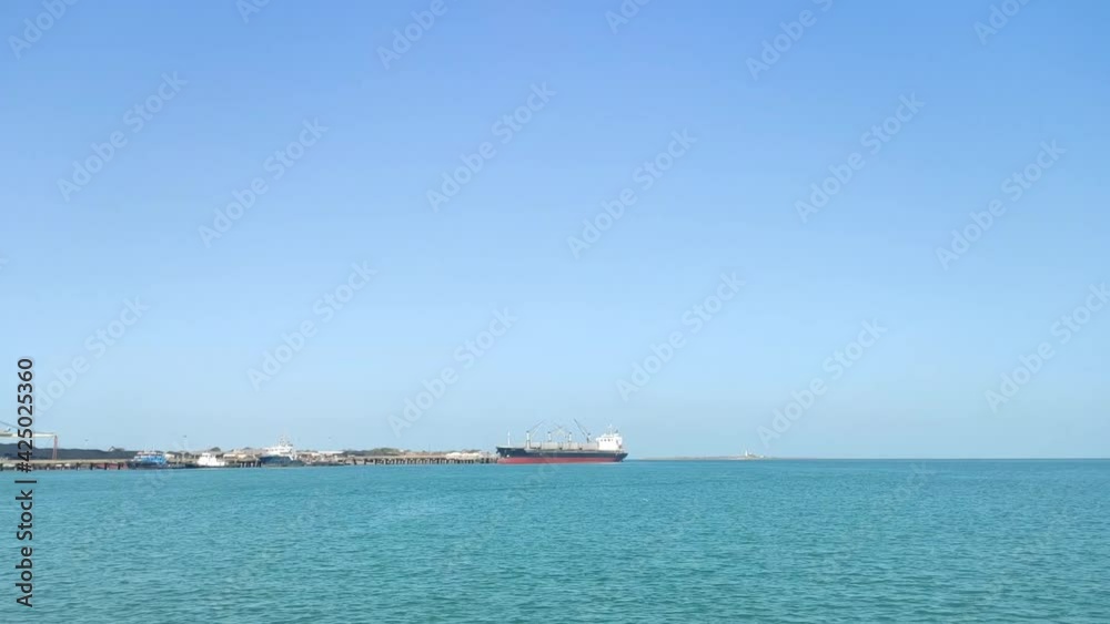 Wide view of port. Port view on boat. Wide view of port. Port view on boat.