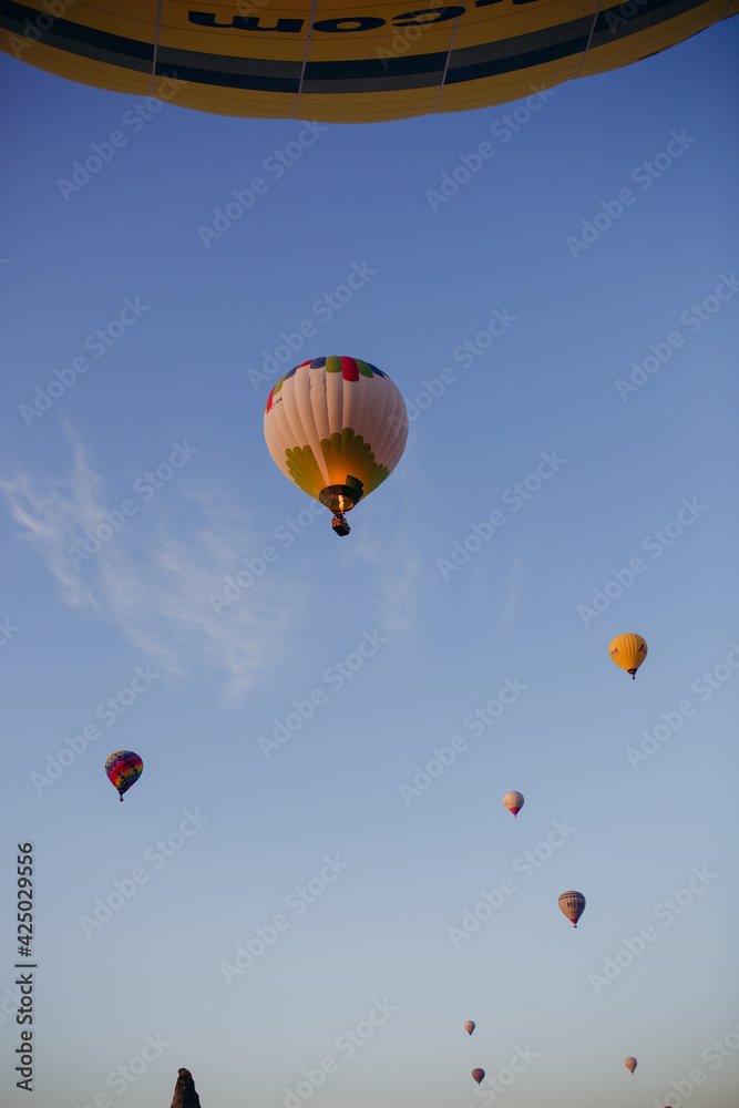 Huge balloons in the panorama of Cappadocia. Huge balloons in the panorama of Cappadocia.