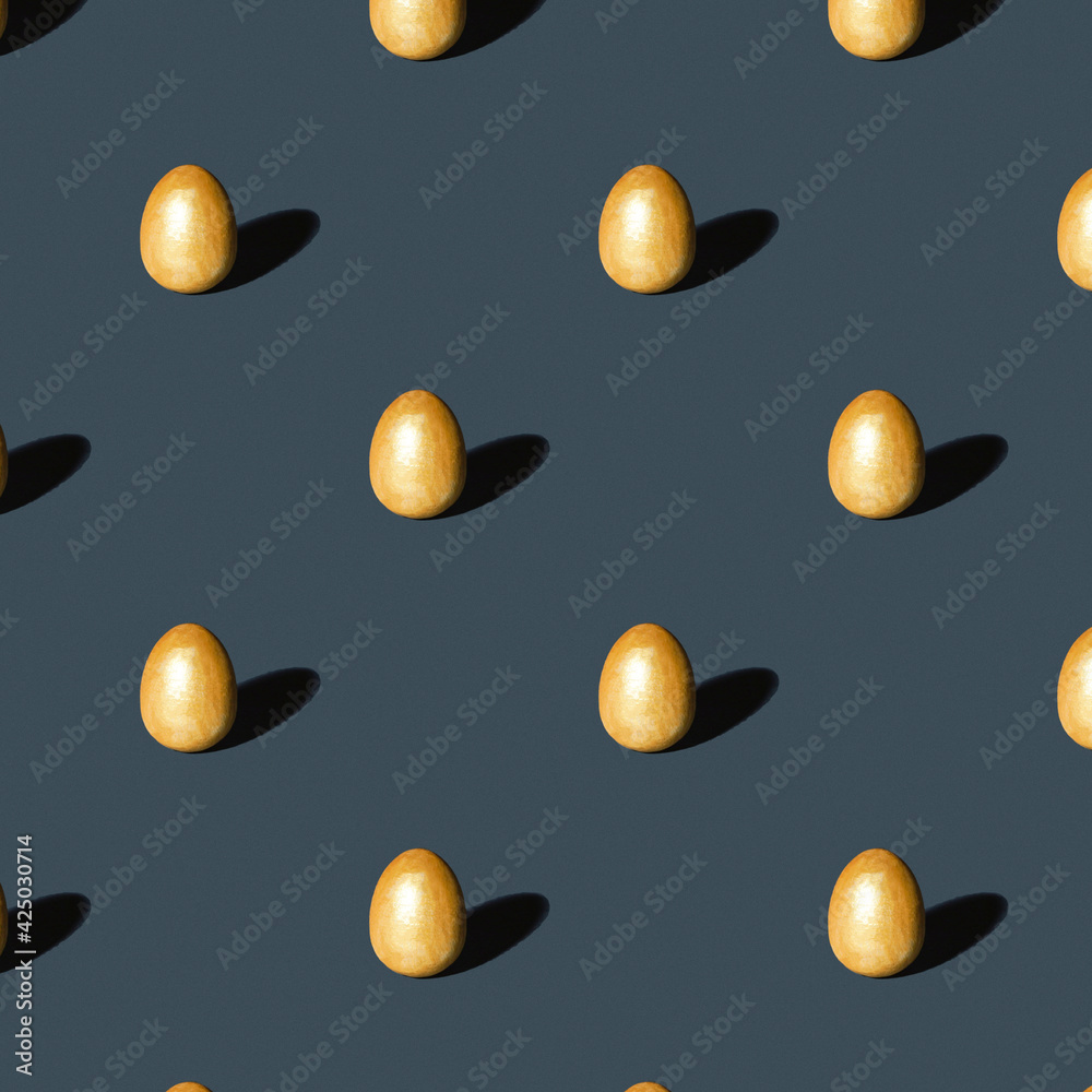 Easter seamless pattern. Yellow Golden shiny Easter eggs on grey background. Trendy colors Easter composition. Minimal Easter concept. Easter seamless pattern. Yellow Golden shiny Easter eggs on grey background. Trendy colors Easter composition. Minimal Easter concept.