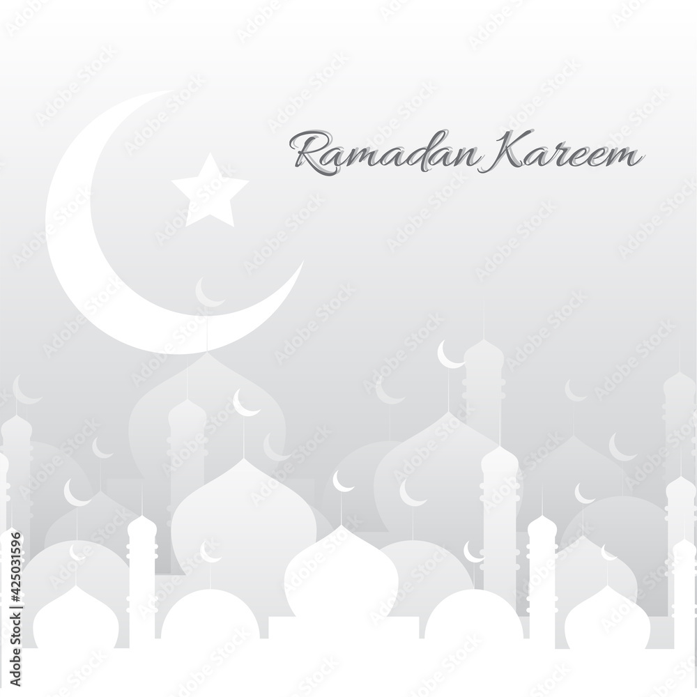 Flat gradient white and grey ramadan kareem background