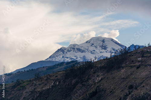 landscape with clouds, chimborazo volcano 