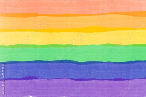 LGBTQ+ flag concept. Sexual diversity. Illustration flat art. Red, orange, yellow, green, blue, purple.