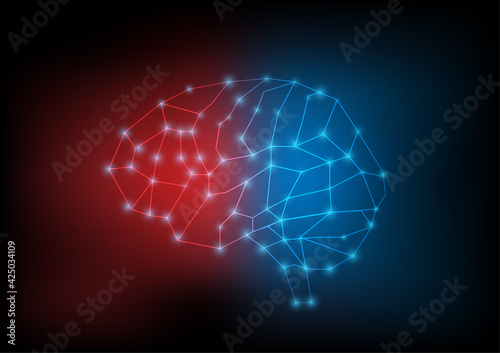 Illustration of human brain and technology background. Vector illustration.