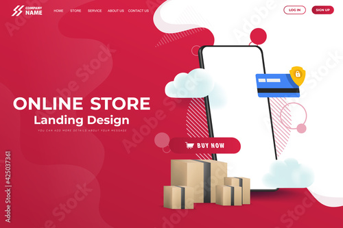 Online Store Website Landing Page Design Vector