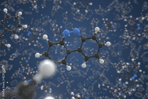 Benzo c cinnoline molecule  ball-and-stick molecular conceptual model. Scientific 3d rendering