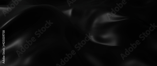 3d render of dark and black cloth. iridescent holographic foil. abstract art fashion background.