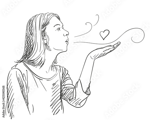 woman with love sketch