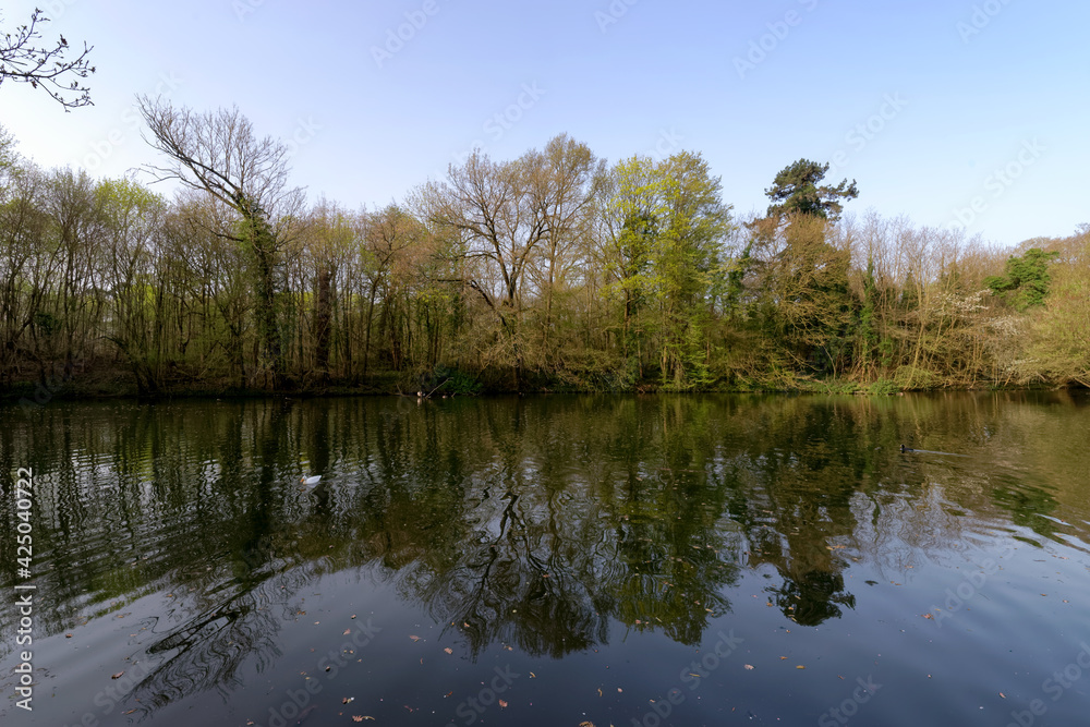 Minimes lake in the Vincennes wood. Paris 12th arrondissement