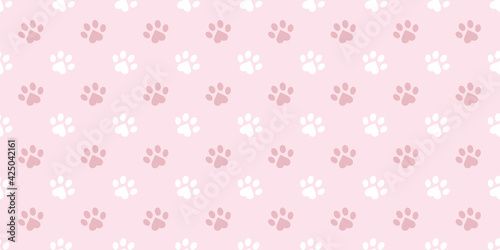 Pastel pink and white paw pattern with hearts background