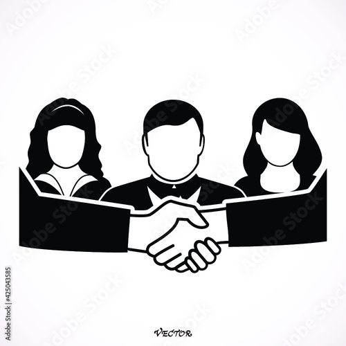 Business handshake and business people vector flat style. Icon Isolated on White Background