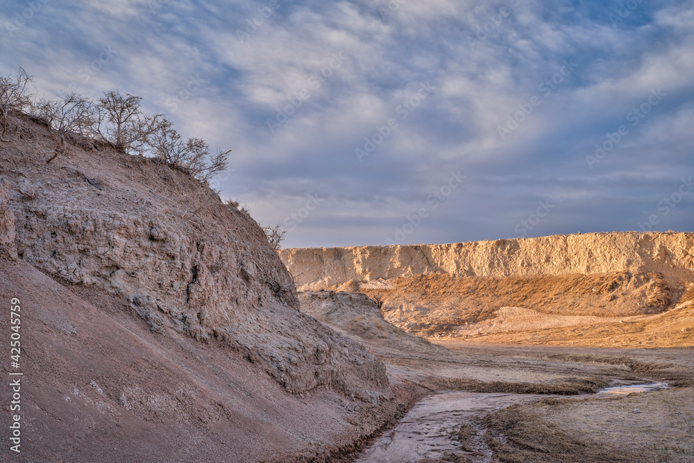 Early spring or winter over badlands in Pawnee National Grassland in northern Colorado (Main Draw OHV Area)