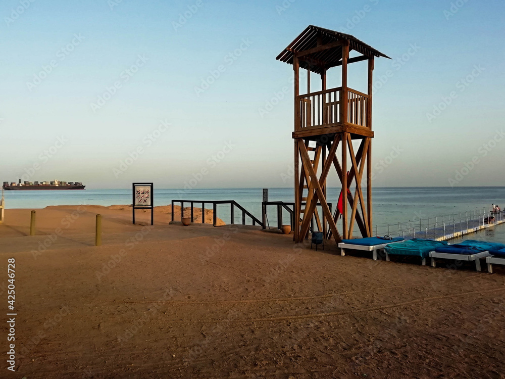 lifeguard tower at sunset lifeguard tower at sunset