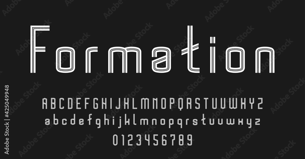 Set of alphabets font letters and numbers modern abstract design with lines vector illustration