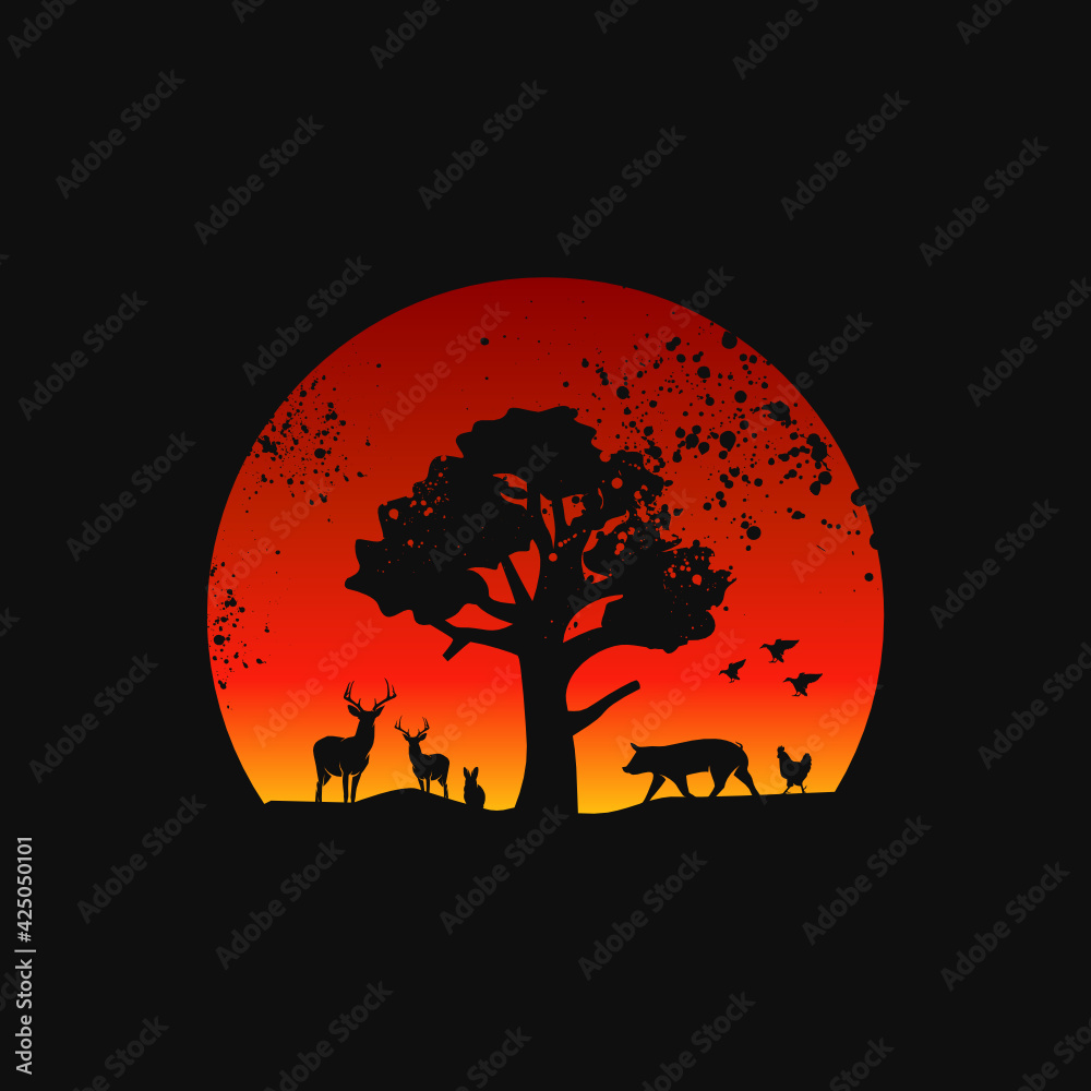Animal wildlife silhouette gradient logo design illustration