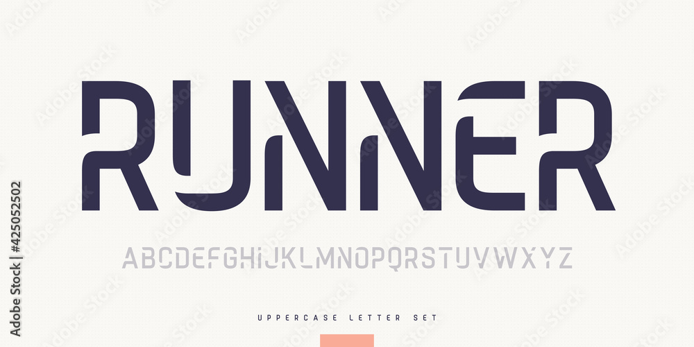 Vector stylish sans serif font, uppercase letter set, alphabet, typography