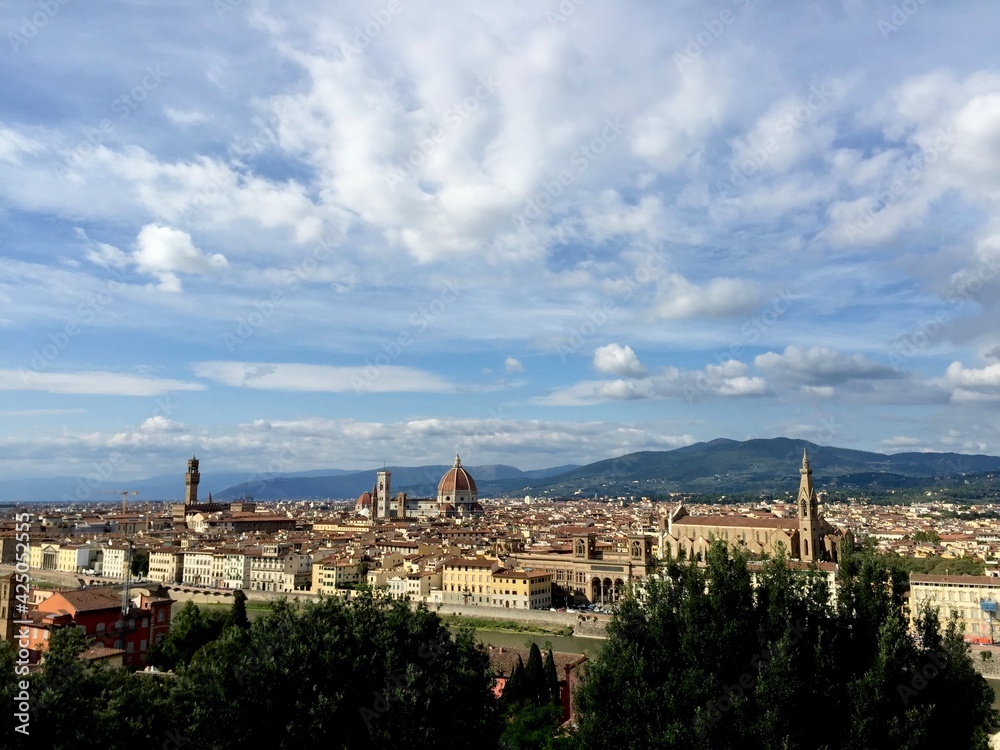 Florence, Italy. Florence view from Piazza Michaelangelo. Picturesque scenery from hill