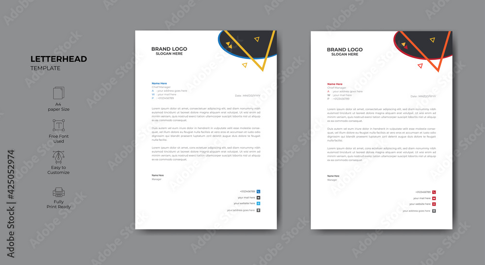 Corporate abstract business letterhead template design. Letterhead design for your business or project.