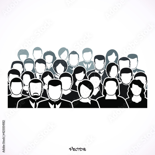 Crowd of anonymous people, vector illustration of society members with a crowd of men and women. population. urban lifestyle concept.