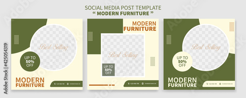 Set of Creative premium furniture sale promo social media post template collection. best for business online promotion. social web advertising