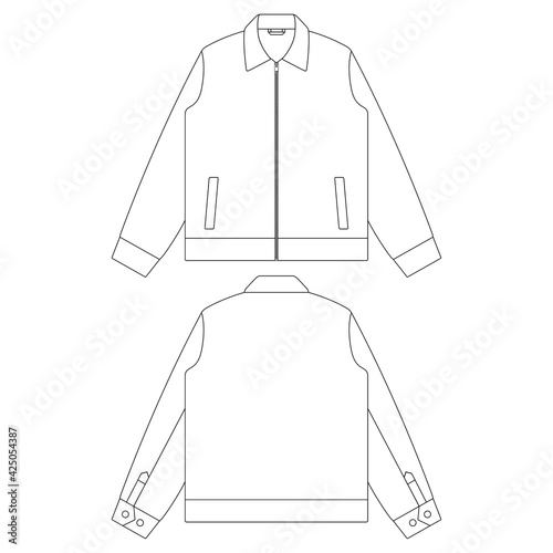 Template zip jacket vector illustration flat sketch design outline