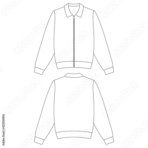 Template knit long sleeve zip polo vector illustration flat sketch design outline