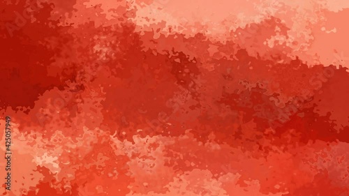 abstract animated twinkling stained background full HD seamless loop video - watercolor splotch liquid effect - color red orange

