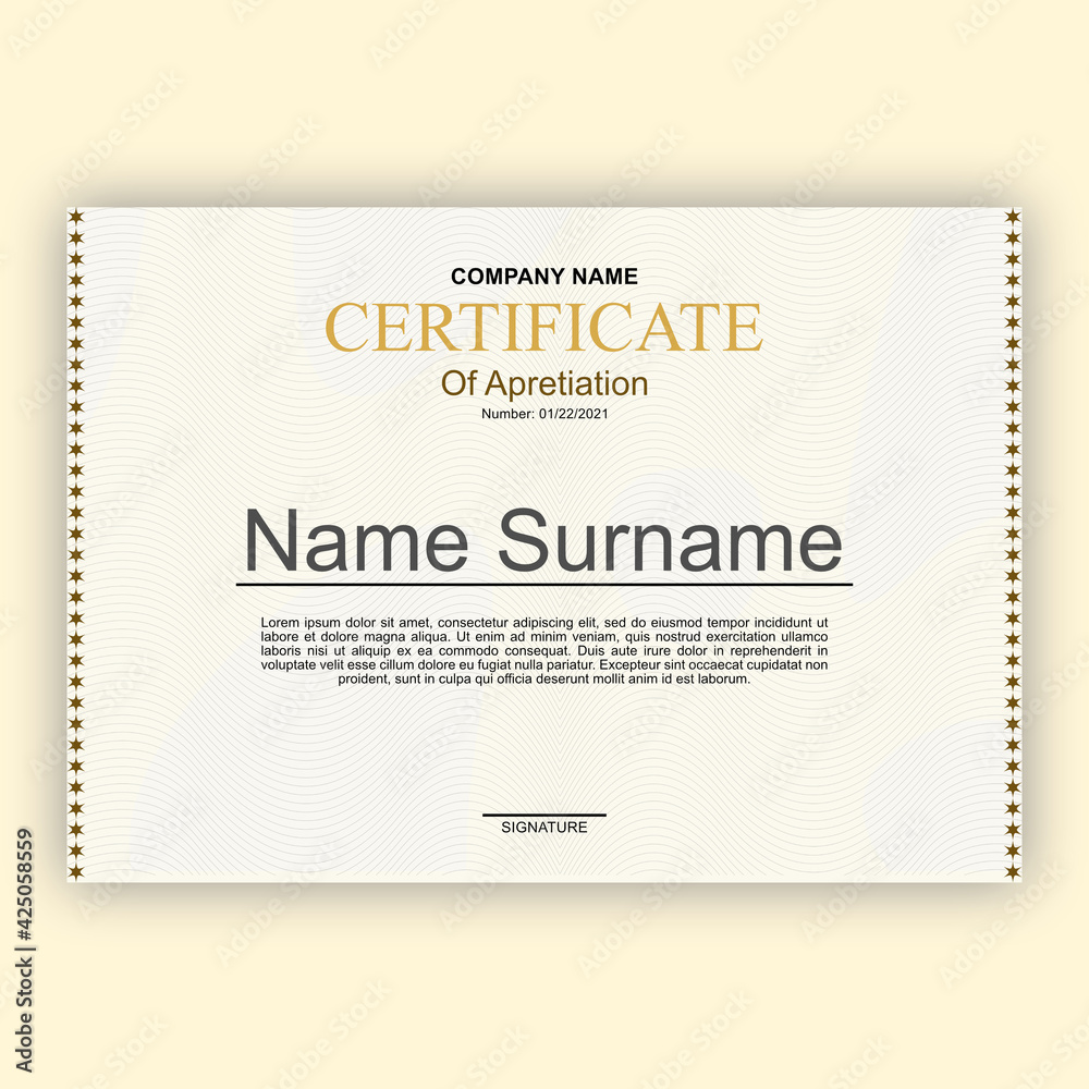 Template Certificate Vintage Elegant with Background Line center