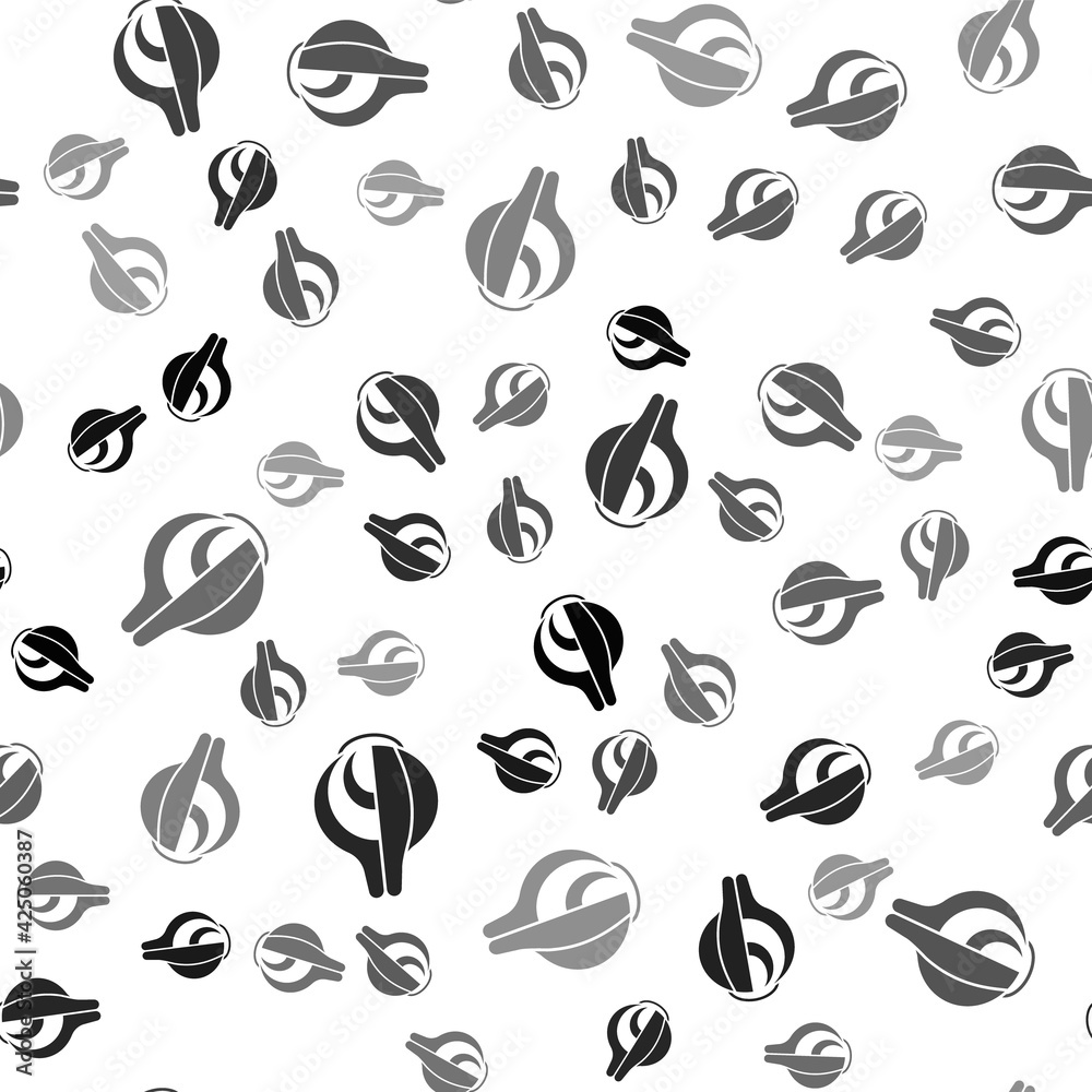 Fototapeta premium Black Onion icon isolated seamless pattern on white background. Vector