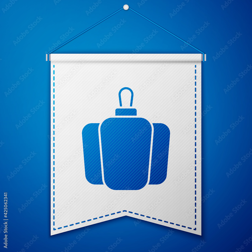Obraz premium Blue Bell pepper or sweet capsicum icon isolated on blue background. White pennant template. Vector