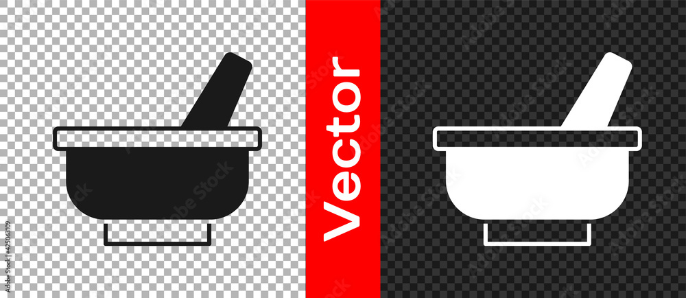 Black Mortar and pestle icon isolated on transparent background. Vector Black Mortar and pestle icon isolated on transparent background. Vector