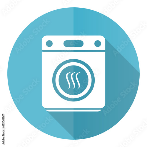 Dryer machine, laundry blue icon, flat design vector illustration in eps 10 for webdesign and mobile applications