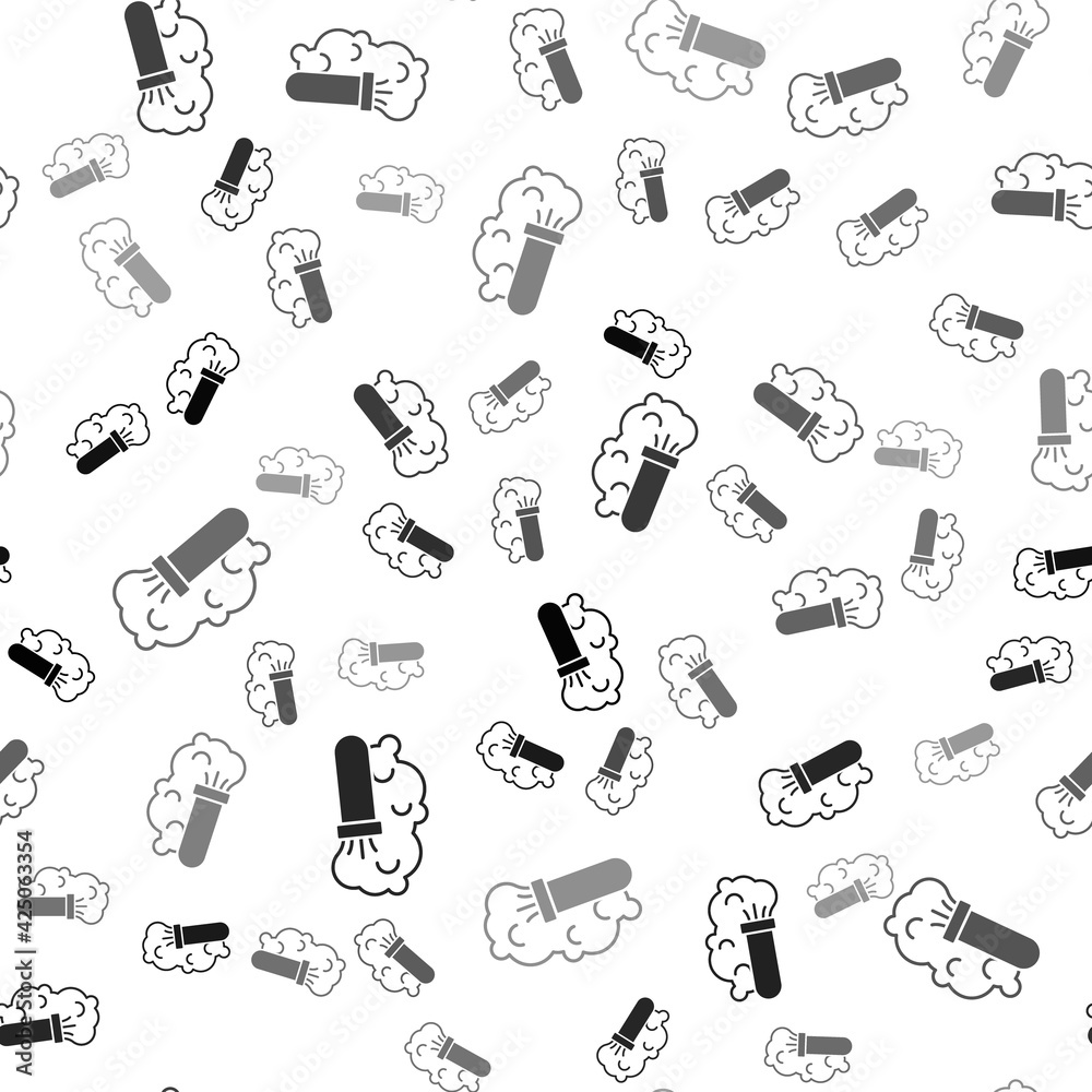Black Chemical experiment, explosion in the flask icon isolated seamless pattern on white background. Chemical explosion in a test tube. Vector Black Chemical experiment, explosion in the flask icon isolated seamless pattern on white background. Chemical explosion in a test tube. Vector