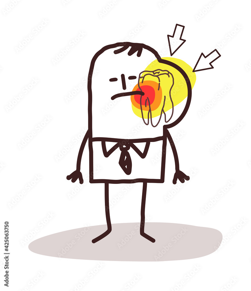 Cartoon Man suffering because of a big Toothache Cartoon Man suffering because of a big Toothache