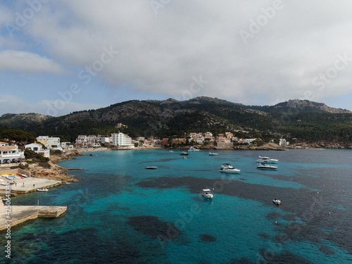 seacoast of mallorca with beaturiful view of the sea with crystalclear water. Sea view of turquoise colour. Concept of summer, travel, relax and enjoy