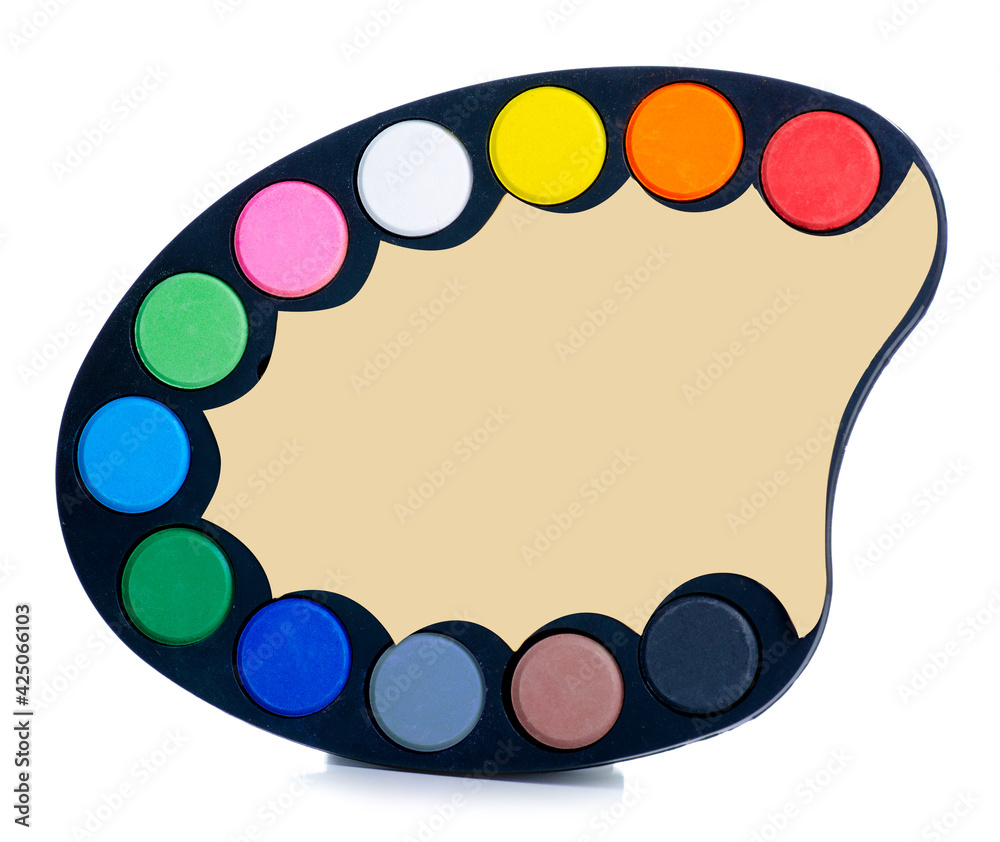 Watercolor paints pallet on white background isolation Watercolor paints pallet on white background isolation