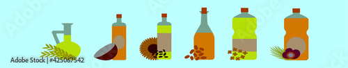 set of herbal oil cartoon icon design template with various models. vector illustration isolated on blue background