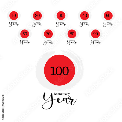 Set Year Anniversary Japan Them Color Vector Template Design Illustration