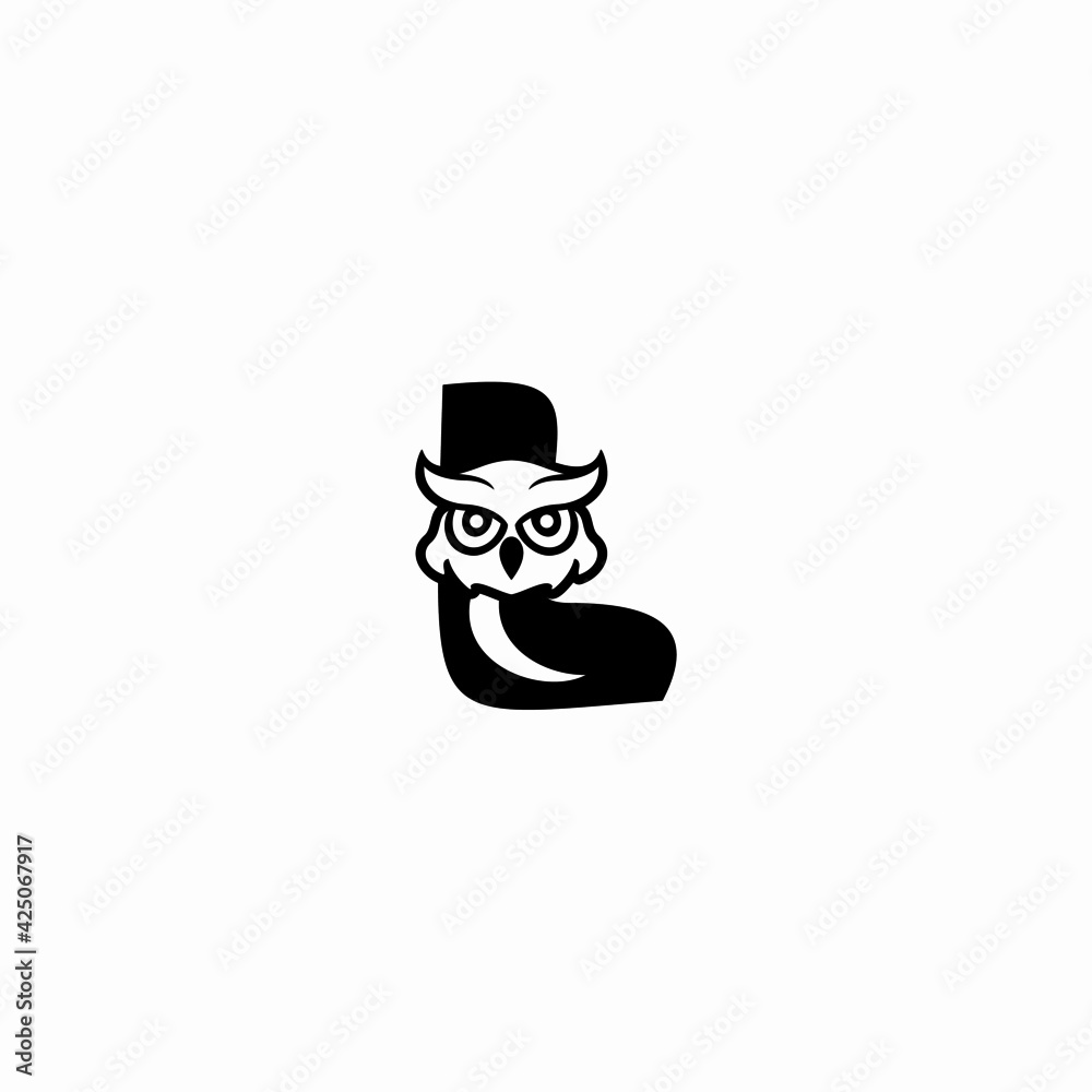 L Letter logo icon with owl icon design vector illustration