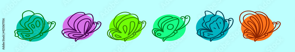 set of butterfly cartoon icon design template with various models. vector illustration isolated on blue background set of butterfly cartoon icon design template with various models. vector illustration isolated on blue background