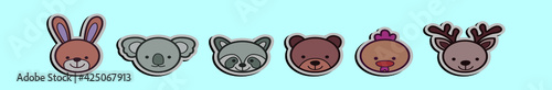 set of animals cartoon icon design template with various models. vector illustration isolated on blue background