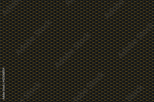 Gold steel mesh background. Abstract black metal texture. Modern vector illustration