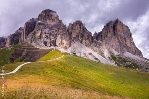 Gorgeous Dolomite mountains in Italy, a famous travel destination