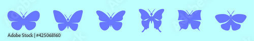 set of butterfly cartoon icon design template with various models. vector illustration isolated on blue background
