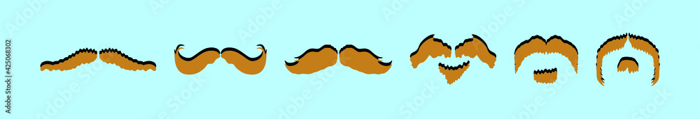 set of mustache cartoon icon design template with various models. vector illustration isolated on blue background