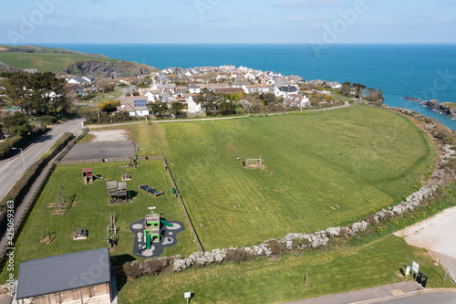 Aerial photograph of Port Isaac, Cornwall, England.