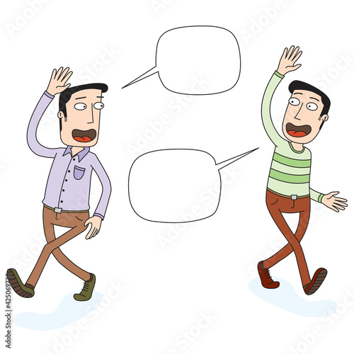 two men leave taking each other